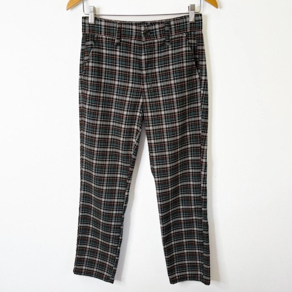 American Eagle Women's Super Hi-Rise Skinny Trouser Pants 2 Tartan Plaid Green - Picture 2 of 12